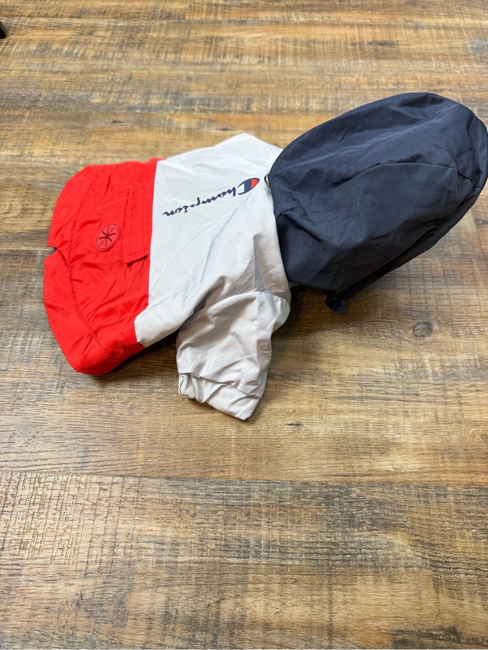 Champion Small Dog Jacket Colorblock Hooded Windbreaker Pet Coat